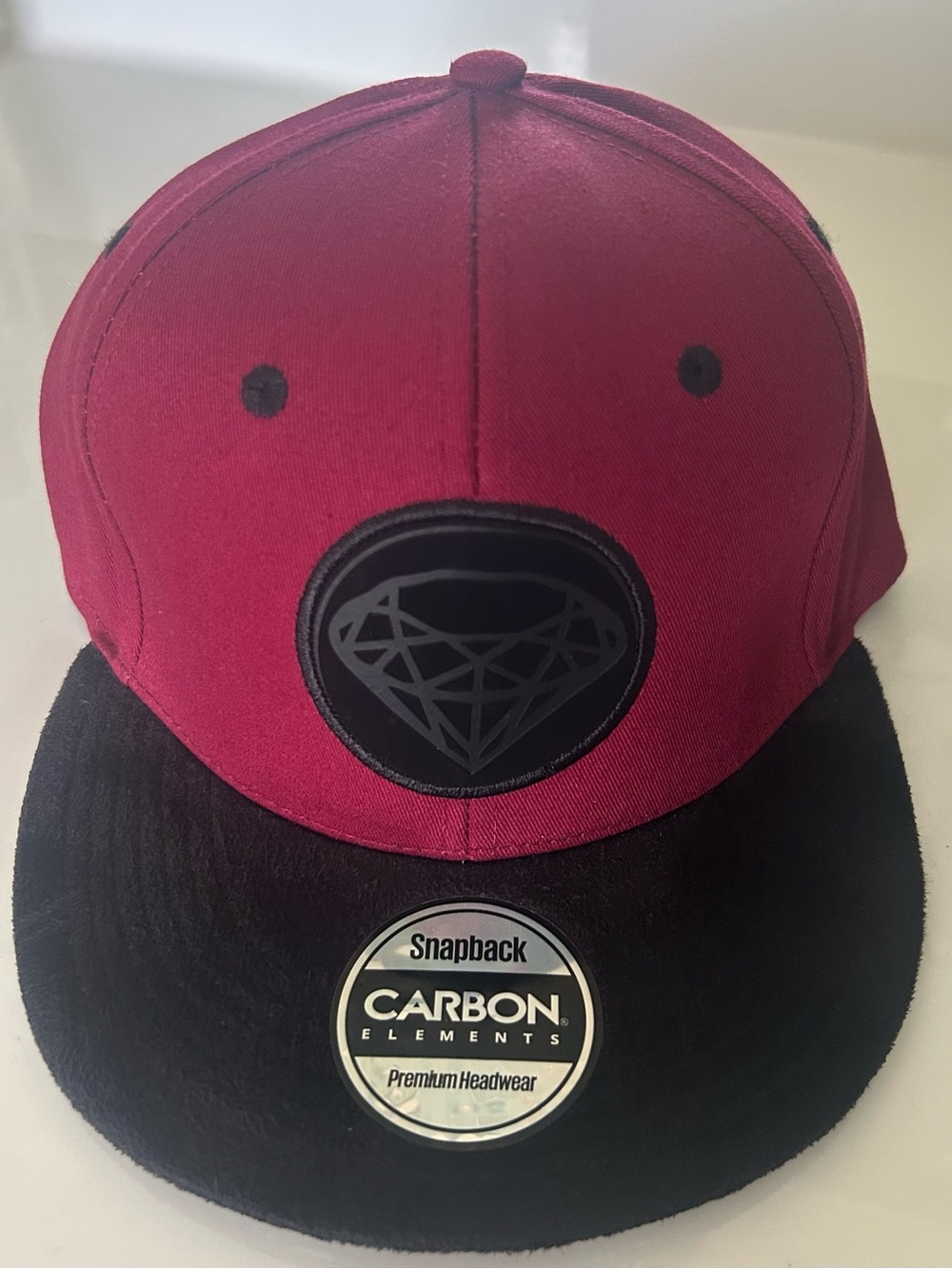 Carbon Elements Men's Snapback Hat in Burgundy and Black